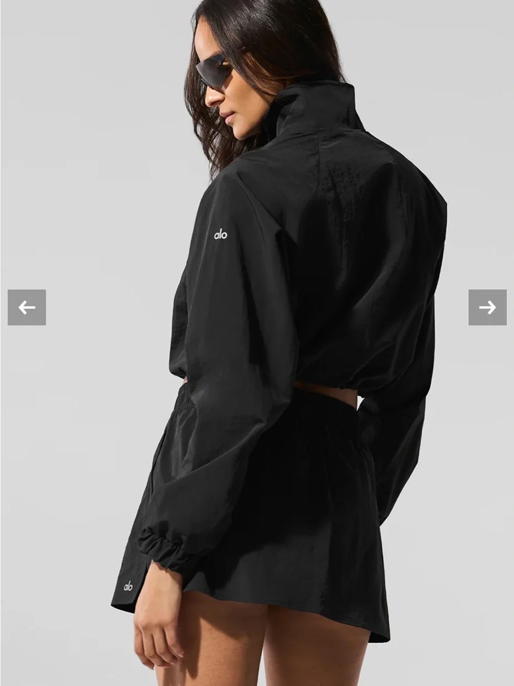 ALO Yoga Cropped 1/4 Zip Alumni Pullover Size Large Black NWOT